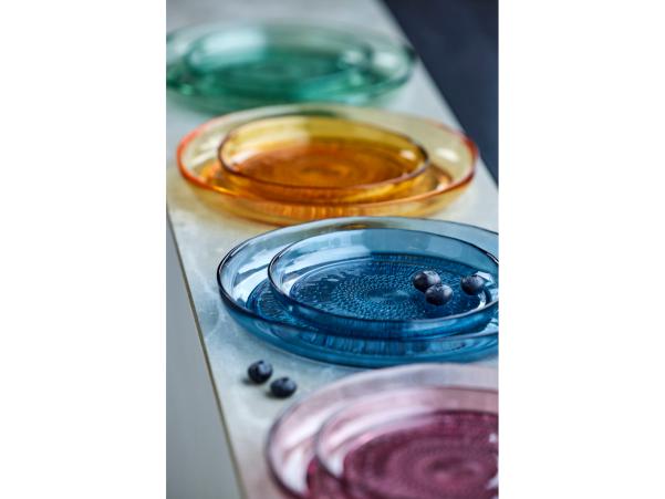 BITZ BITZ Kusintha Glass Plate Dia 25 Cm Blue