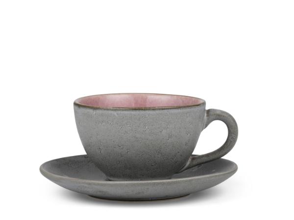 BITZ BITZ Cup and saucer Dia. 10 x 6 cm 24 cl Grey/Light pink