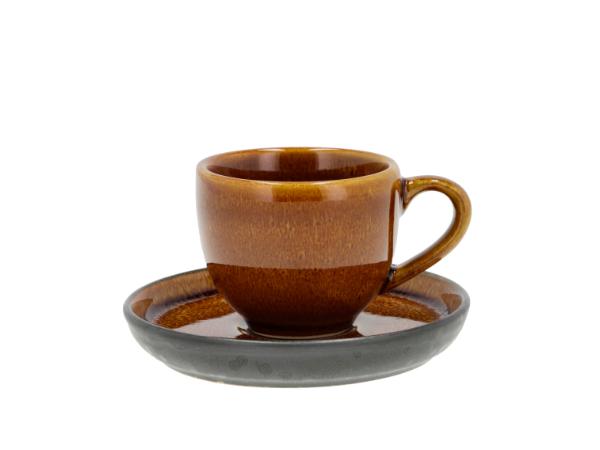 BITZ BITZ Espresso with saucer Dia 5.5 x 5 cm 7 cl Amber/Black