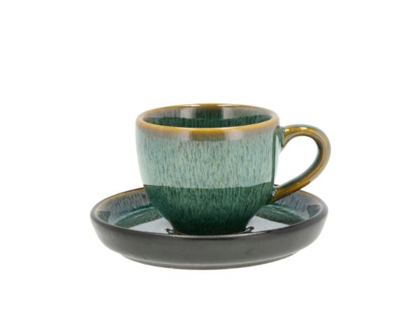 BITZ BITZ Espresso with saucer Dia 5.5 x 5 cm 7 cl Green/Black