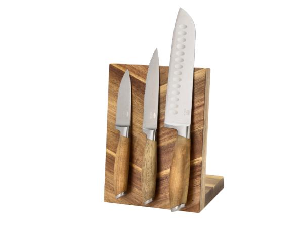 BITZ HOLM Knife Block 16 X 12 2 X 21 6 Cm Acacia