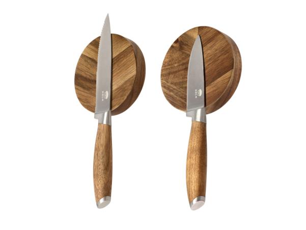 BITZ HOLM Knife Magnet Dia 9 X 2 Cm 2 Pcs Acacia