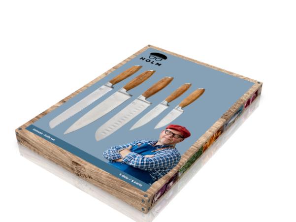 BITZ HOLM Knife Set 5 Pcs Acacia