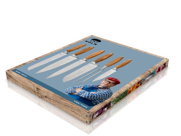 BITZ HOLM Knife Set 6 Parts Acacia