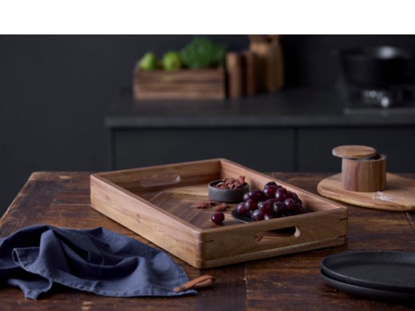 BITZ HOLM Tray 45.7 X 30.5 X 6.3 Cm Acacia
