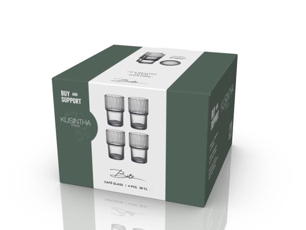 BITZ BITZ Kusintha Café Glass 12 5 Cm 38 Cl 4 Pcs Clear