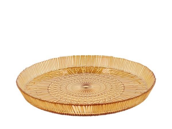 BITZ BITZ Kusintha Serving dish round Dia 30 x 3 cm Amber