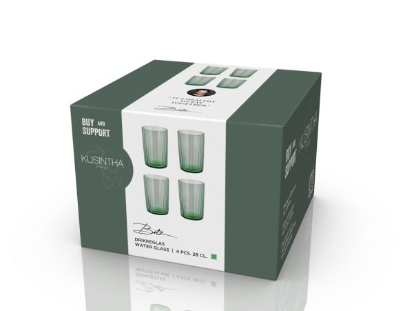 BITZ BITZ Kusintha Water Glass Dia 7 X 10 5 Cm 28 Cl 4 Pcs Green