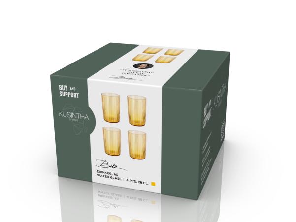 BITZ BITZ Kusintha Water Glass Dia 7 X 10 5 Cm 28 Cl 4 Pcs Amber