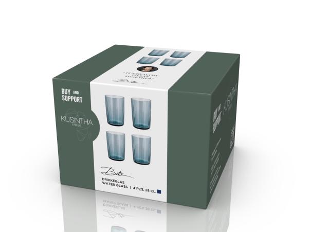 BITZ BITZ Kusintha Water Glass Dia 7 X 10 5 Cm 28 Cl 4 Pcs Blue