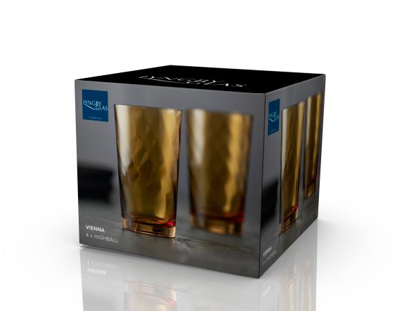 BITZ Lyngby Glas Vienna Highball 45 Cl 4 Pcs Amber