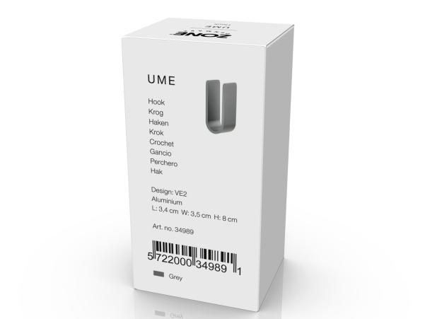 BITZ Zone Denmark Ume Hook 3 5 X 3 4 X 8 Cm Grey