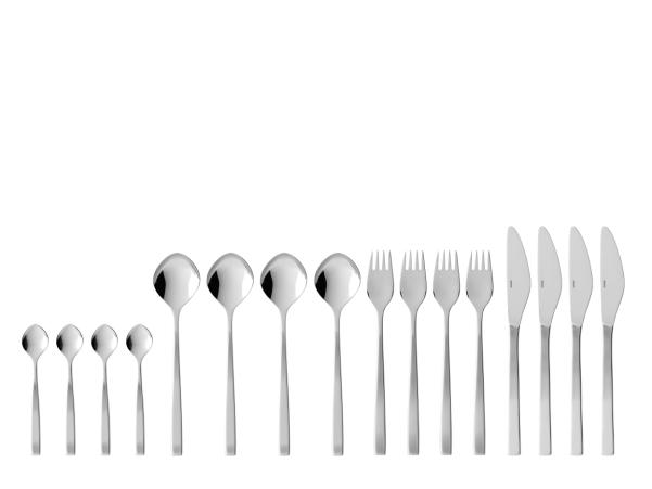 BITZ Gense Fuga Cutlery Set 16 Parts Matte/Polished Steel