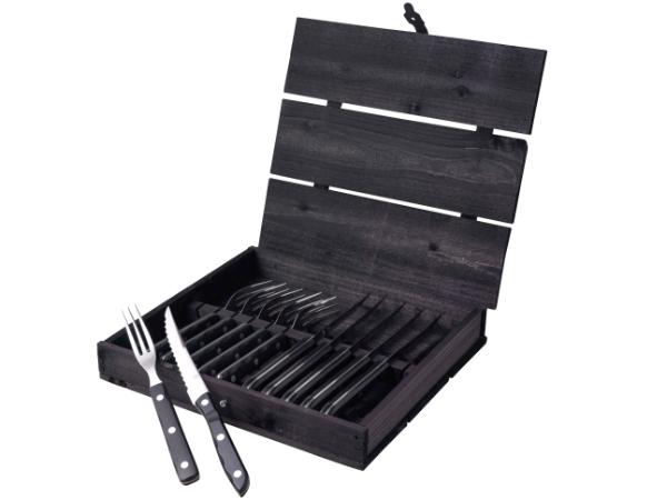 BITZ Gense Old Farmer Black Steak cutlery 12 parts Black/Steel
