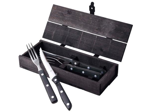 BITZ Gense Old Farmer Black Steak cutlery 4 parts Black/Steel