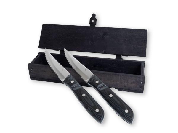 BITZ Gense Old Farmer Micarta Steak Knife XL 23 5 Cm 2 Pcs Black/Steel