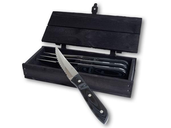 BITZ Gense Old Farmer Micarta Steak Knife XL 23 5 Cm 4 Pcs Black/Steel