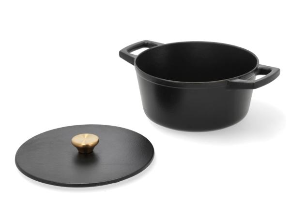 BITZ HOLM Cast Iron Pot Dia 22 5 X 11 Cm 3 6 Liter Black