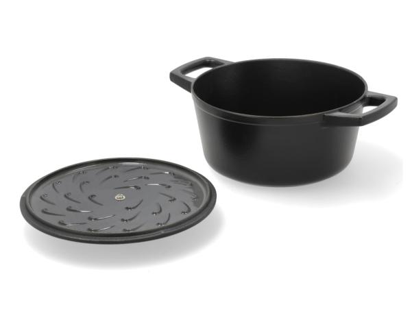 BITZ HOLM Cast Iron Pot Dia 22 5 X 11 Cm 3 6 Liter Black