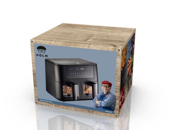 BITZ HOLM Dual Air Fryer 9 Liter 2800 Watt Matte Black