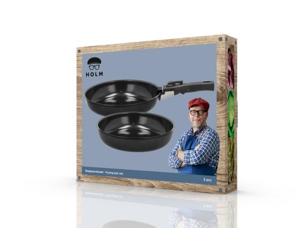 BITZ HOLM Fryingpan Set Removable Handle Dia 24+28 Cm Black