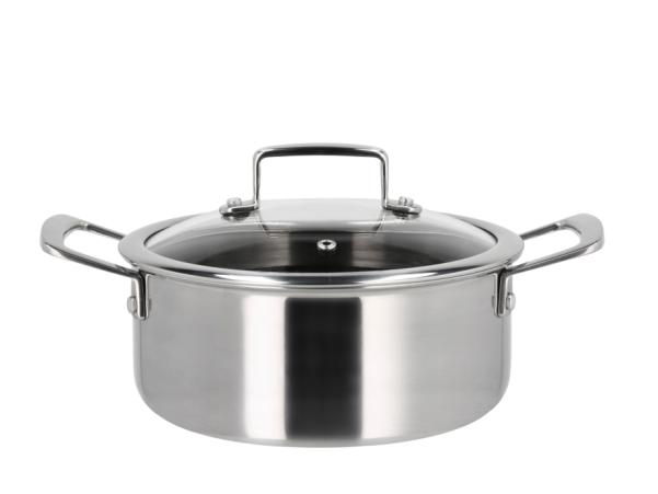 BITZ HOLM Hybrid 3ply Cookware Set W Lid 6 Parts Silver Metallic