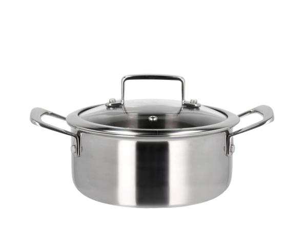 BITZ HOLM Hybrid 3ply Cookware Set W Lid 6 Parts Silver Metallic