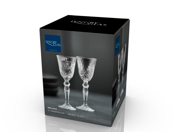 BITZ Lyngby Glas Krystal Melodia Aquavit Glass 5 Cl 4 Pcs