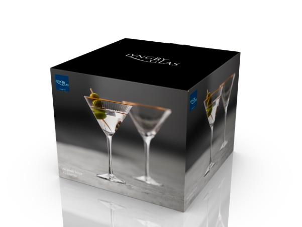 BITZ Lyngby Glas Palermo Gold Martini Glass 25 Cl 4 Pcs