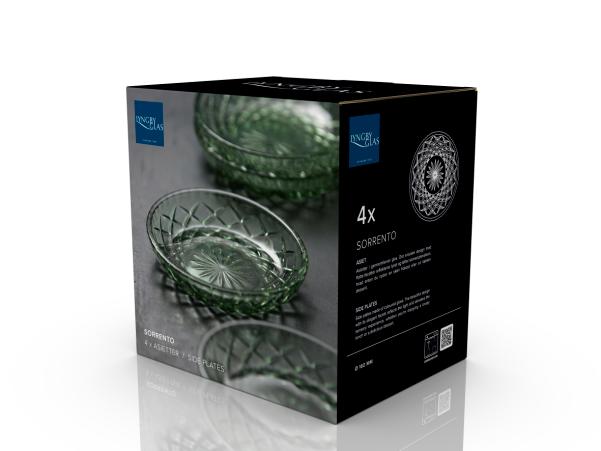 BITZ Lyngby Glas Sorrento Asiet Dia 16 Cm 4 Pcs Green