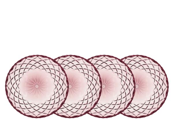BITZ Lyngby Glas Sorrento Asiet Dia 16 cm 4 pcs Pink