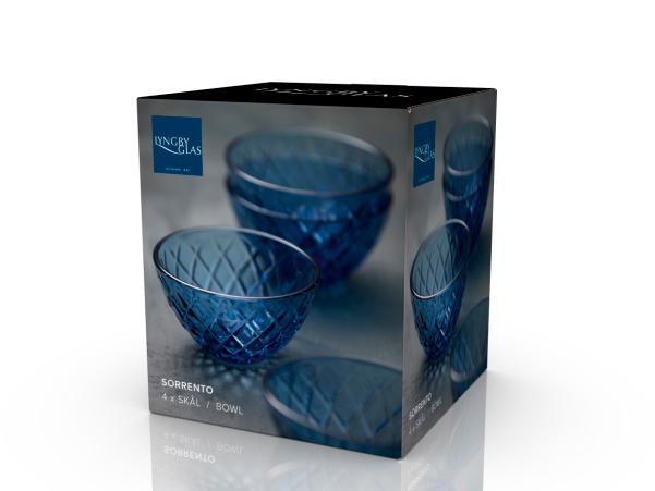 BITZ Lyngby Glas Sorrento Bowl Dia 12 Cm 4 Pcs Blue