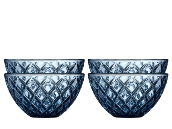 BITZ Lyngby Glas Sorrento Bowl Dia 12 cm 4 pcs Blue
