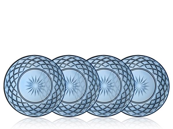 BITZ Lyngby Glas Sorrento Glass plate Dia 21 cm 4 pcs Blue