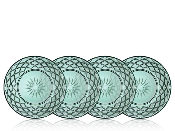 BITZ Lyngby Glas Sorrento Glass plate Dia 21 cm 4 pcs Green