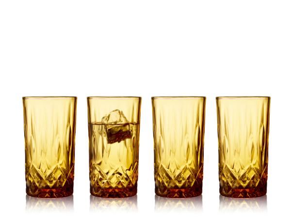 BITZ Lyngby Glas Sorrento Highball 38 cl 4 pcs Amber