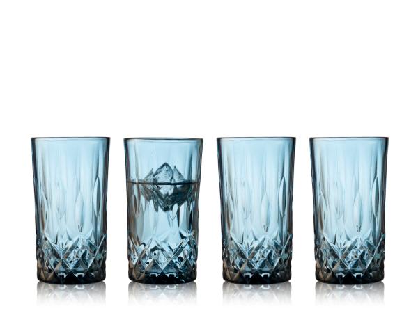BITZ Lyngby Glas Sorrento Highball 38 cl 4 pcs Blue
