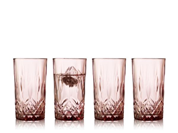 BITZ Lyngby Glas Sorrento Highball 38 cl 4 pcs Pink