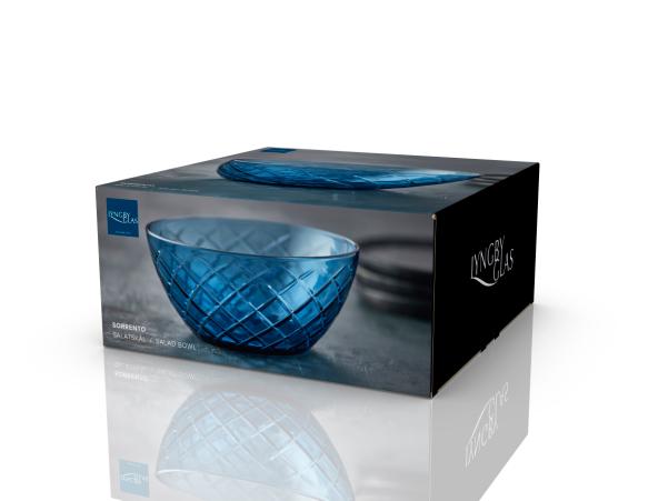 BITZ Lyngby Glas Sorrento Salad Bowl Dia 24 Cm Blue