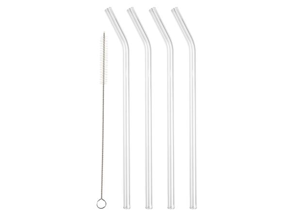 BITZ Lyngby Glas Straw with bend 21.5 cm 4 pcs Clear