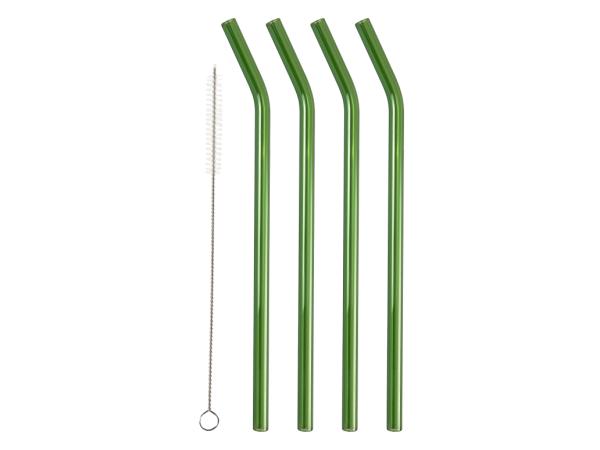 BITZ Lyngby Glas Straw with bend 21.5 cm 4 pcs Green