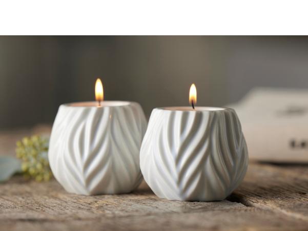 BITZ Morsø Flame Tealight Holder Dia. 8 3 X 6 8 Cm 2 Pcs. White