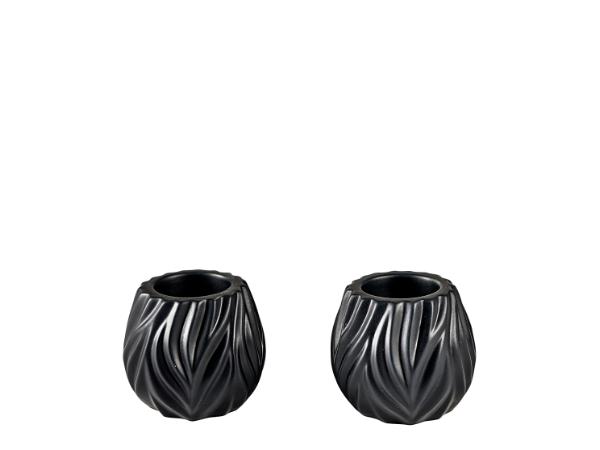 BITZ Morsø Flame Tealight holder Dia. 8 3 x 6 8 cm 2 pcs. Black