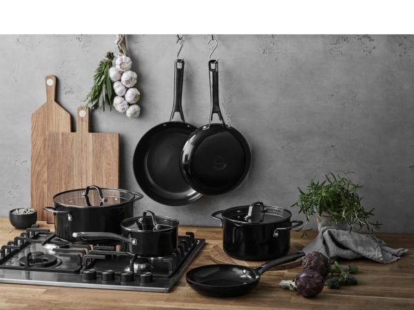 BITZ Pillivuyt Gourmet Blavet Cookware Set W Lid 6 Parts Black