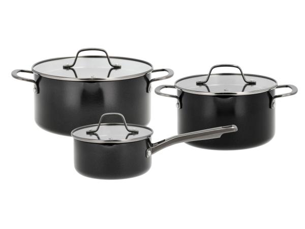 BITZ Pillivuyt Gourmet Blavet Cookware set w lid 6 parts Black