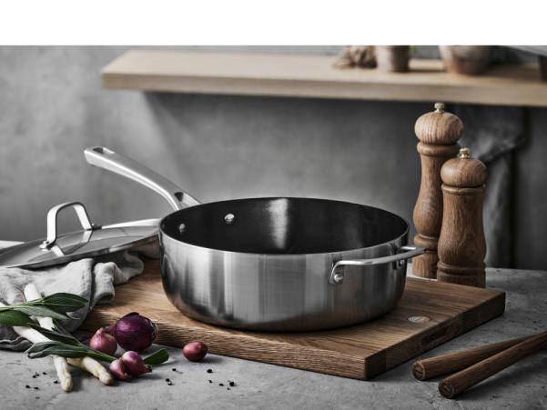 BITZ Pillivuyt Gourmet Divette Sauté Pan Ceramic Non-stick Dia 26 Cm Silver Metallic