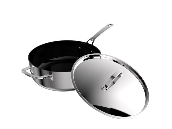 BITZ Pillivuyt Gourmet Divette Sauté pan ceramic non-stick Dia 26 cm Silver metallic