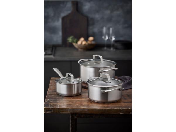 BITZ Pillivuyt Gourmet Roya Pot With Glass Lid Dia 20 Cm 3 Liter Steel