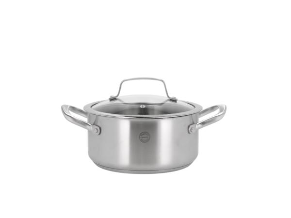 BITZ Pillivuyt Gourmet Roya Pot with glass lid Dia 20 cm 3 liter Steel