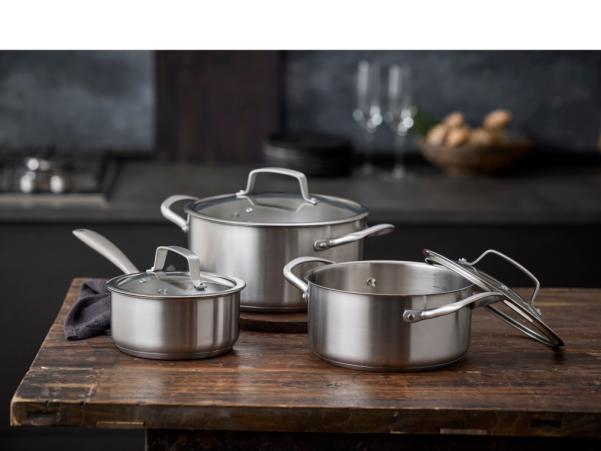 BITZ Pillivuyt Gourmet Roya Pot With Glass Lid Dia 24 Cm 5.2 Liter Steel